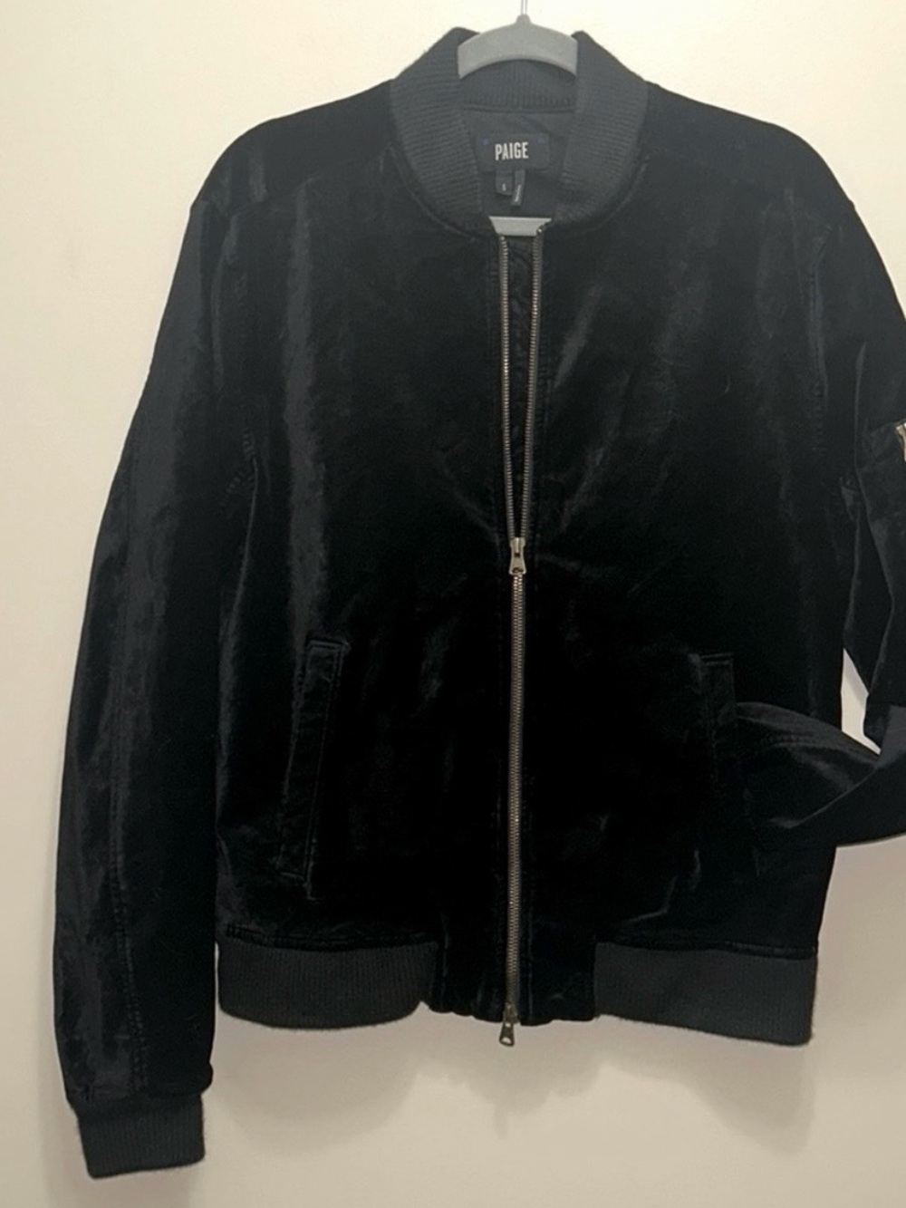 PAIGE Black Velvet Bomber Jacket